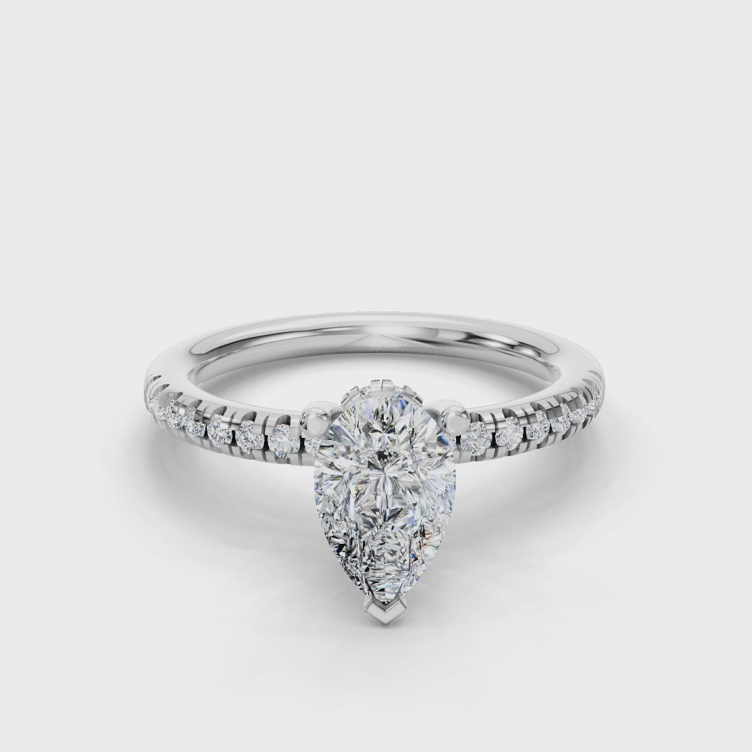 PEAR ACCENTED PAVE HIDDEN HALO RING