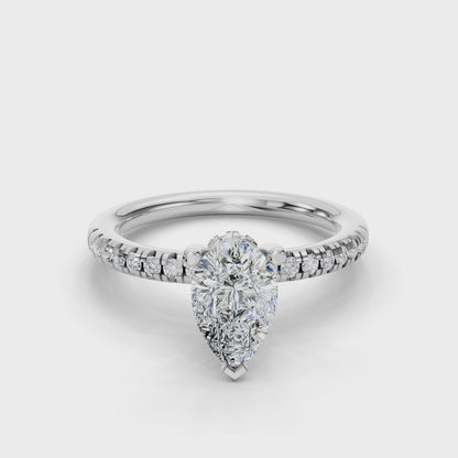 PEAR ACCENTED PAVE HIDDEN HALO RING