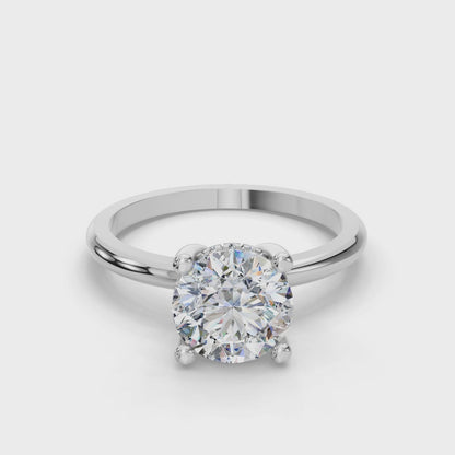 Round Cut Solitaire with Hidden halo Lab Grown Diamond Engagement Ring| D VS1