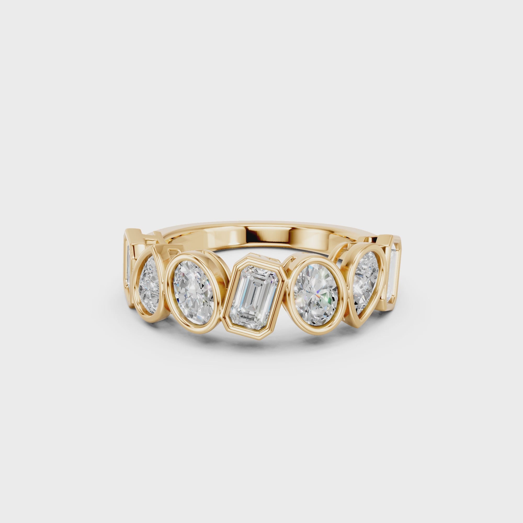 MULTI-SHAPE BEZEL WEDDING BAND