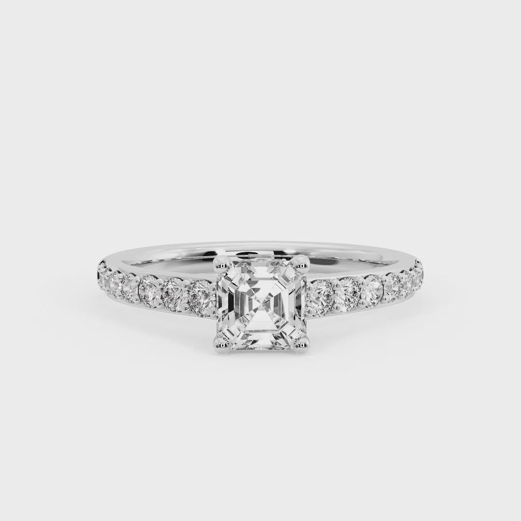 ASSCHER PAVE WITH HIDDEN HALO RING