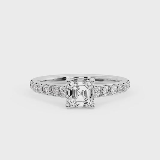 ASSCHER PAVE WITH HIDDEN HALO RING
