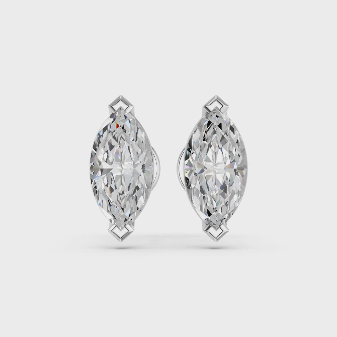 MARQUISE V PRONG BASKET EARRINGS