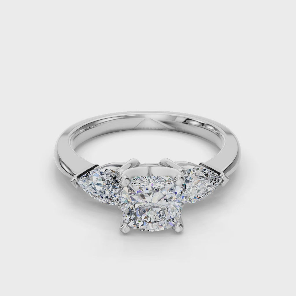 CUSHION 3 STONE RING