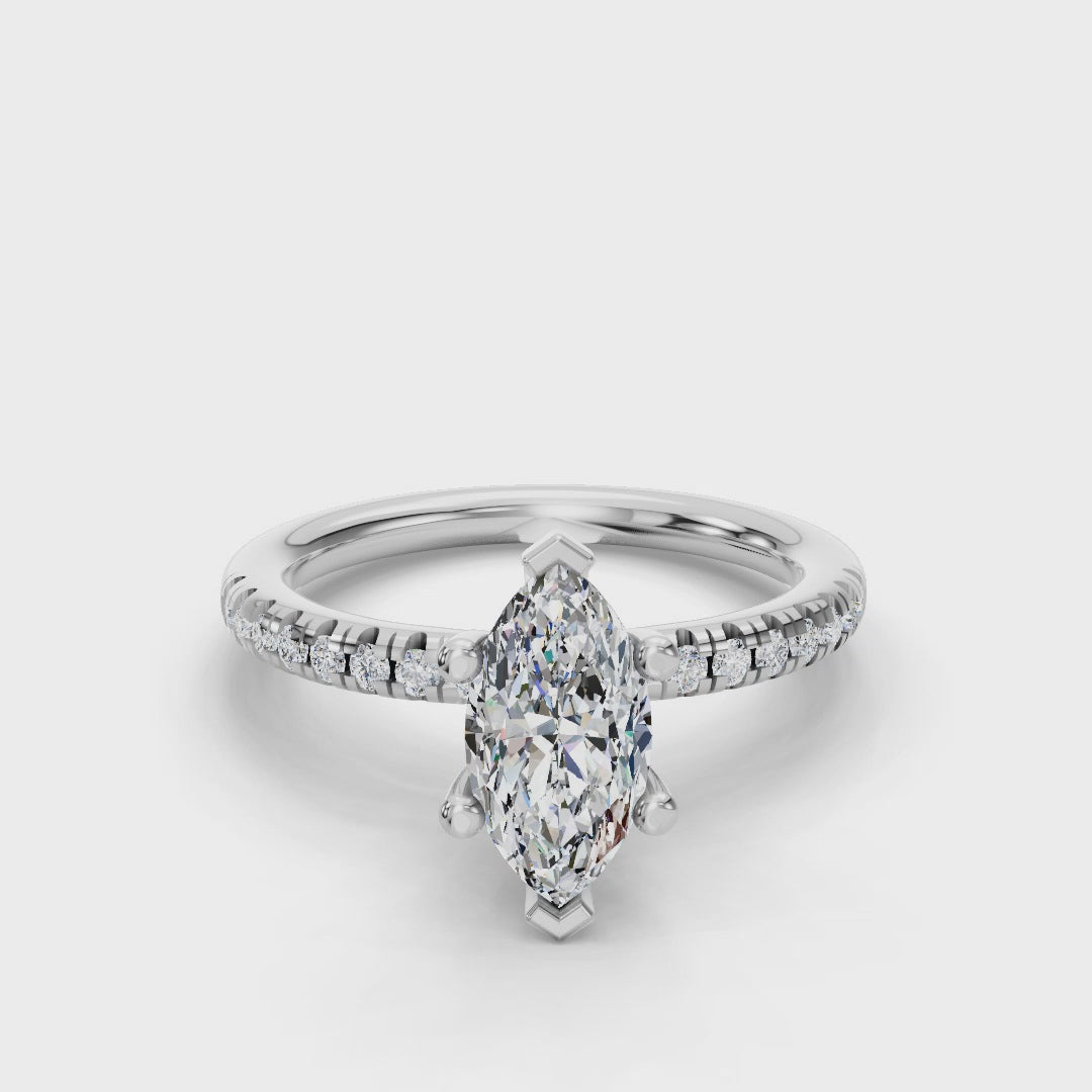 MARQUISE ACCENTED PAVE HIDDEN HALO RING