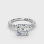 ASSCHER PAVE WITH HIDDEN HALO RING