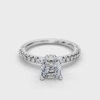 ASSCHER ACCENTED PAVE HIDDEN HALO RING
