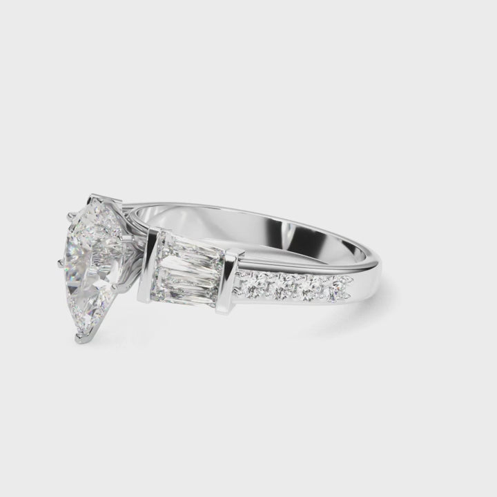 PEAR BAGUETTE CHANNEL RING