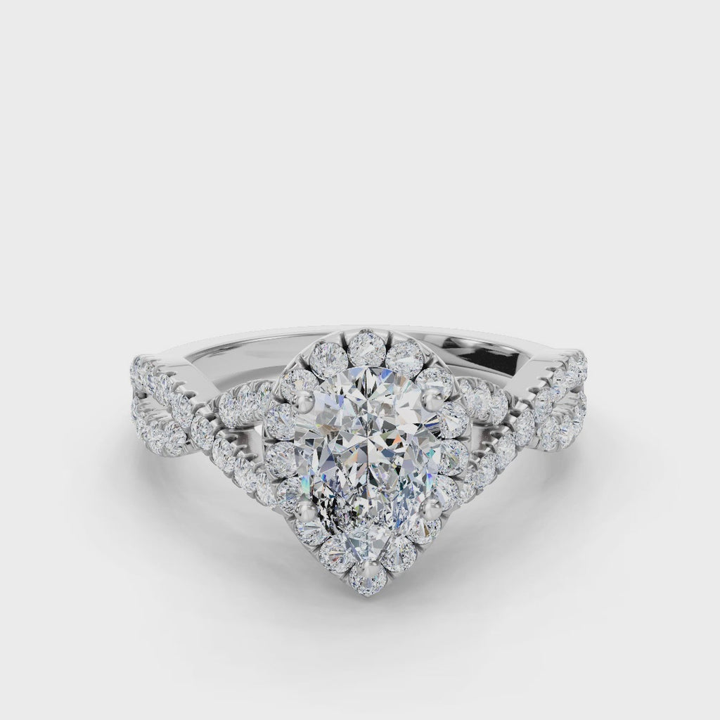 PEAR NATURE INSPIRED HALO RING