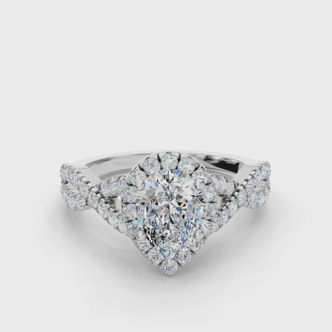 PEAR NATURE INSPIRED HALO RING