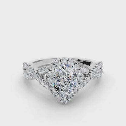 PEAR NATURE INSPIRED HALO RING