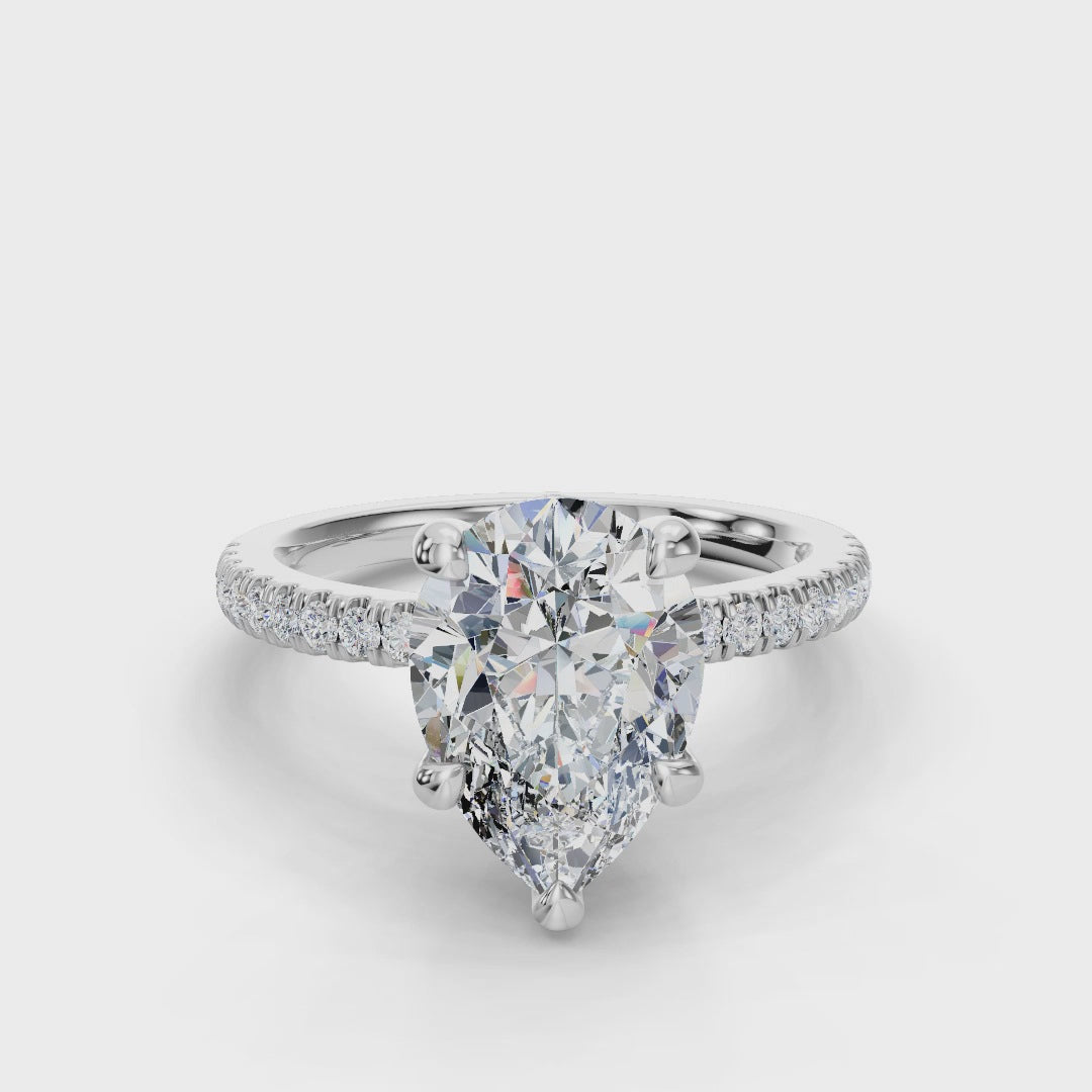 PEAR PAVE WITH HIDDEN HALO RING