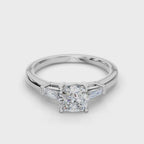 CUSHION BAGUETTE THREE STONE RING