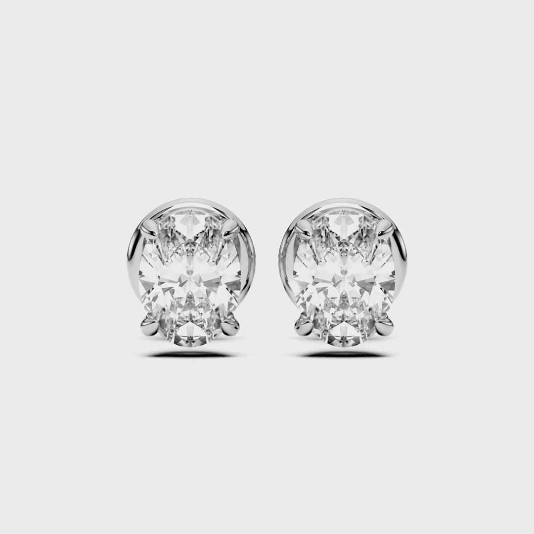 OVAL 4 PRONG BASKET EARRINGS