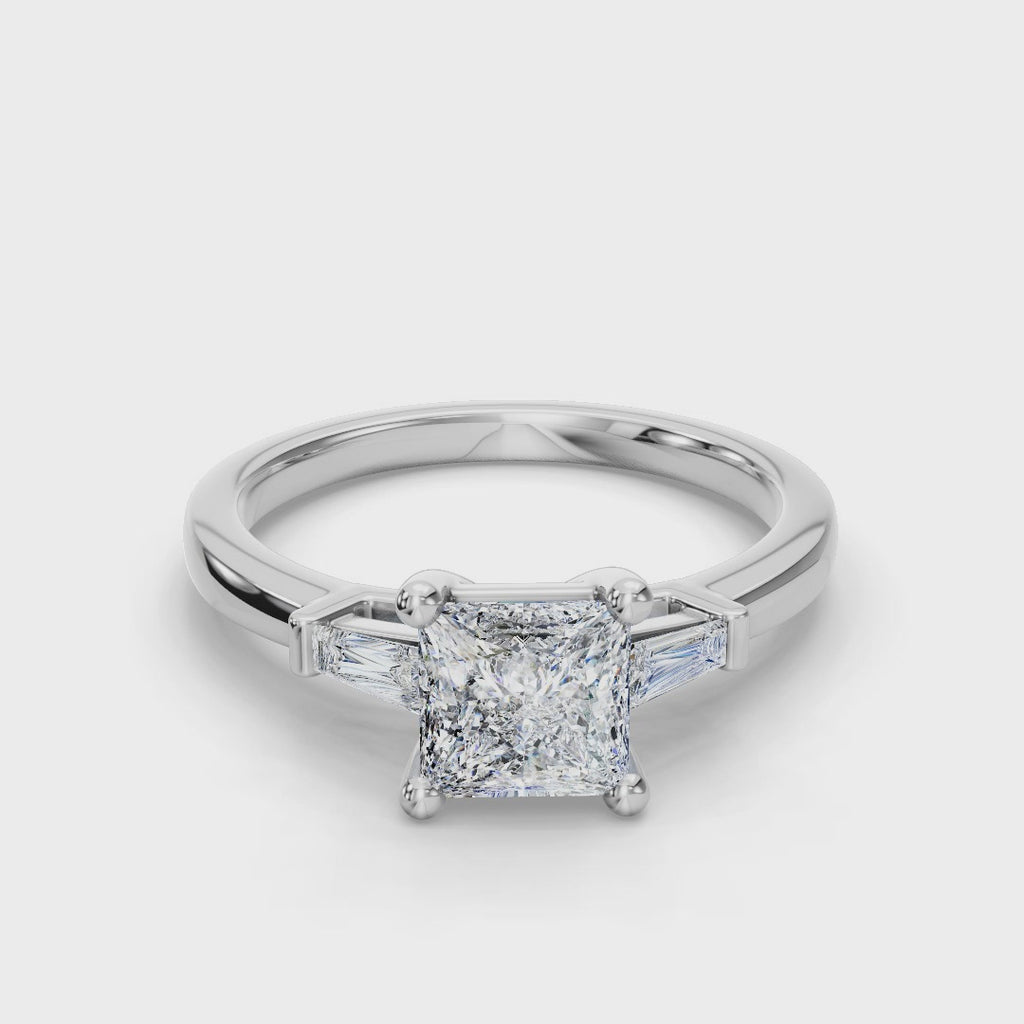 PRINCESS BAGUETTE THREE STONE RING