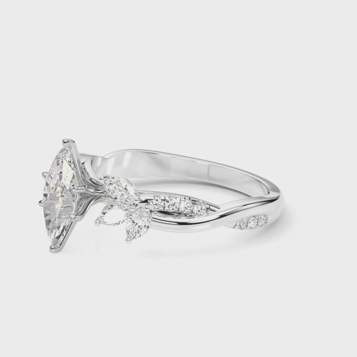 MARQUISE FLORAL NATURE INSPIRED CHANNEL RING