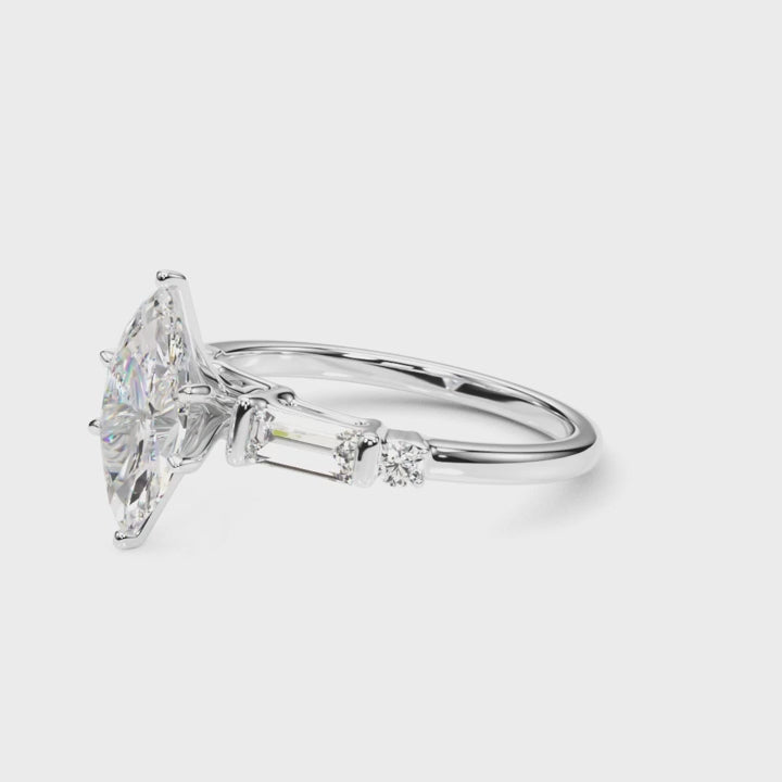 MARQUISE BAGUETTE ROUND CHANNEL RING