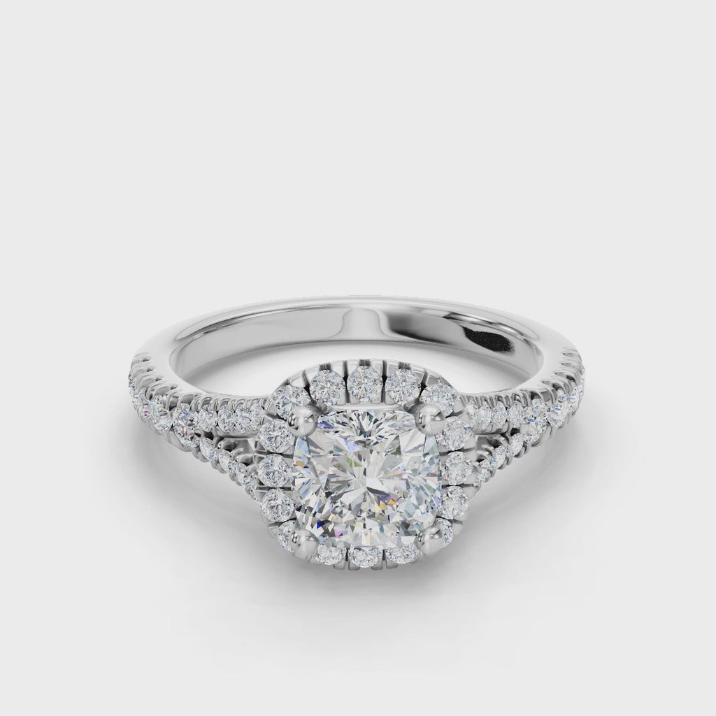 CUSHION CATHEDRAL WITH HALO RING