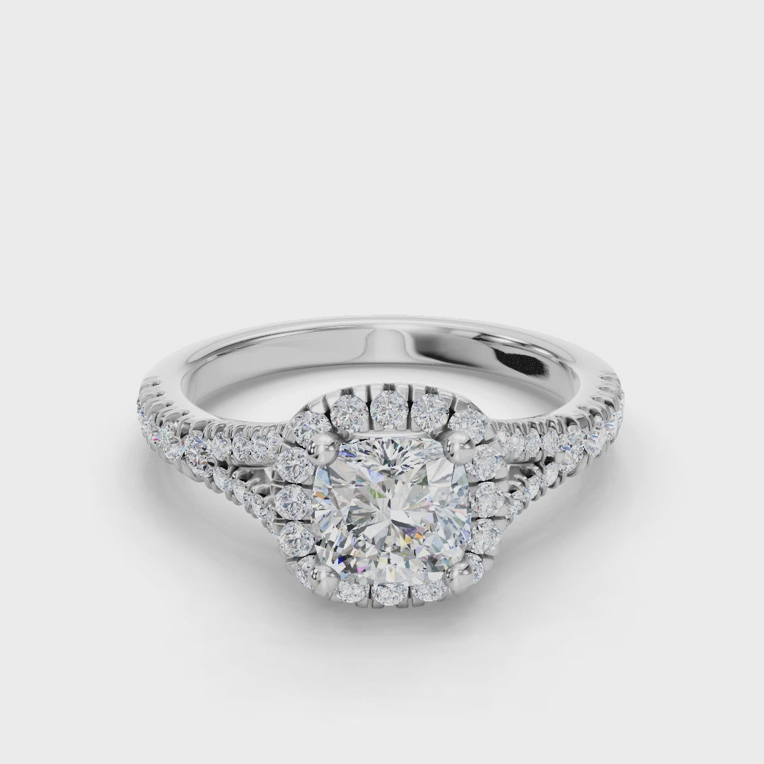 CUSHION CATHEDRAL WITH HALO RING