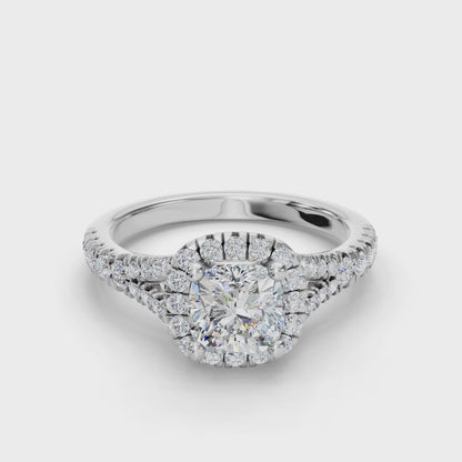 CUSHION CATHEDRAL WITH HALO RING