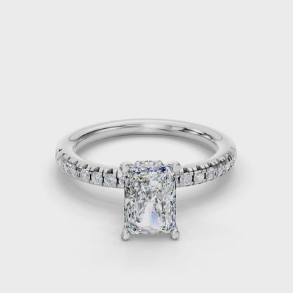 RADIANT ACCENTED PAVE HIDDEN HALO RING