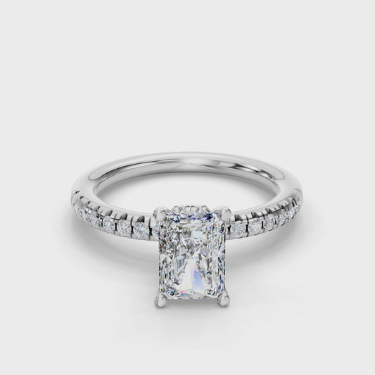 RADIANT ACCENTED PAVE HIDDEN HALO RING
