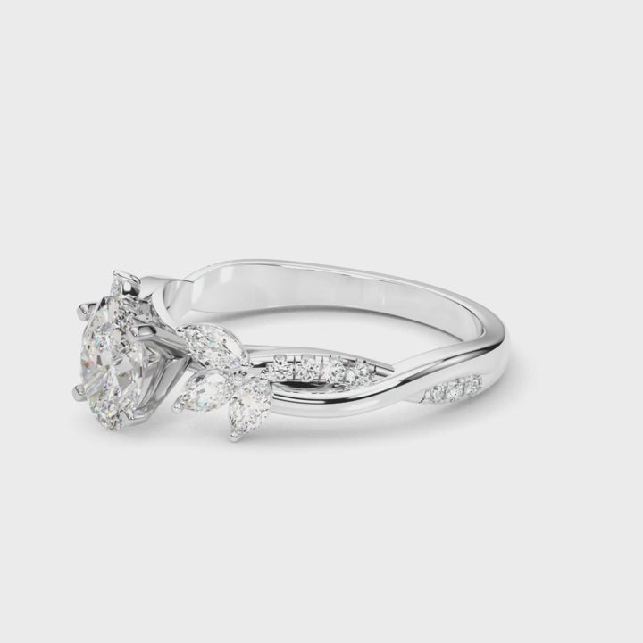 OVAL FLORAL NATURE INSPIRED CHANNEL RING