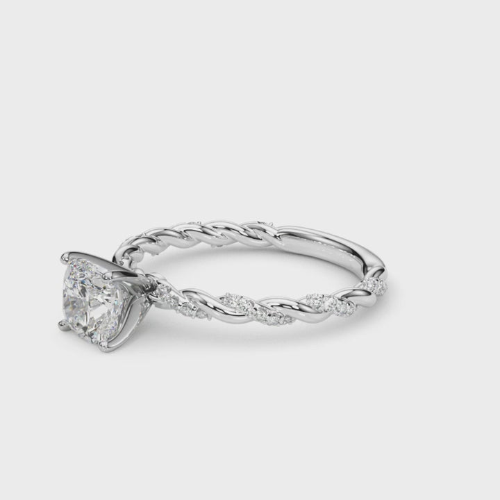 CUSHION TWISTED PAVE RING