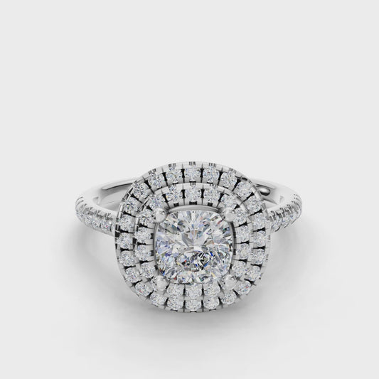 CUSHION HALO WITH PAVE RING