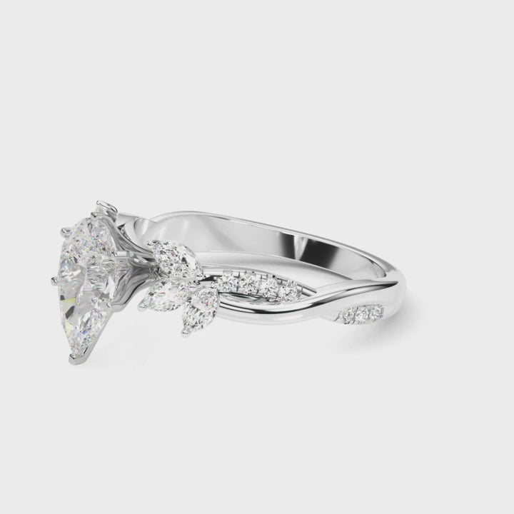 PEAR FLORAL NATURE INSPIRED CHANNEL RING