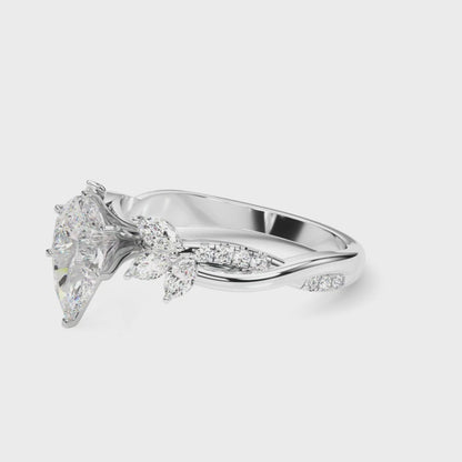 PEAR FLORAL NATURE INSPIRED CHANNEL RING