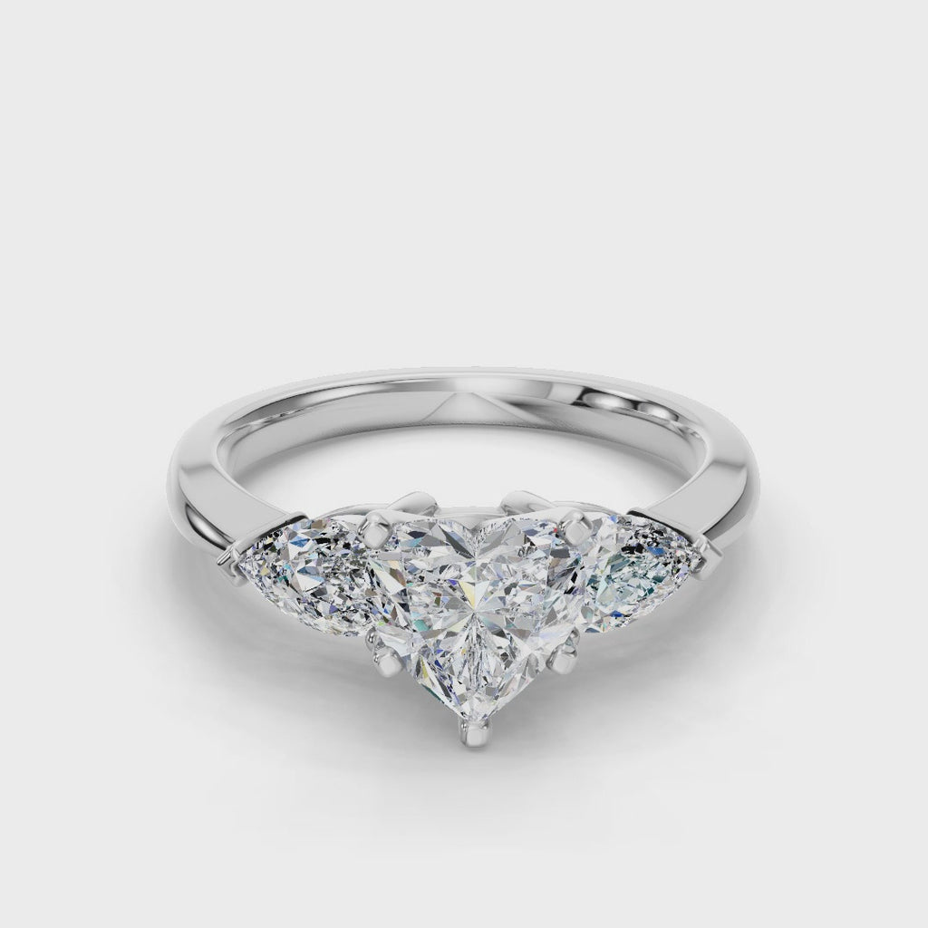 HEART 3 STONE RING
