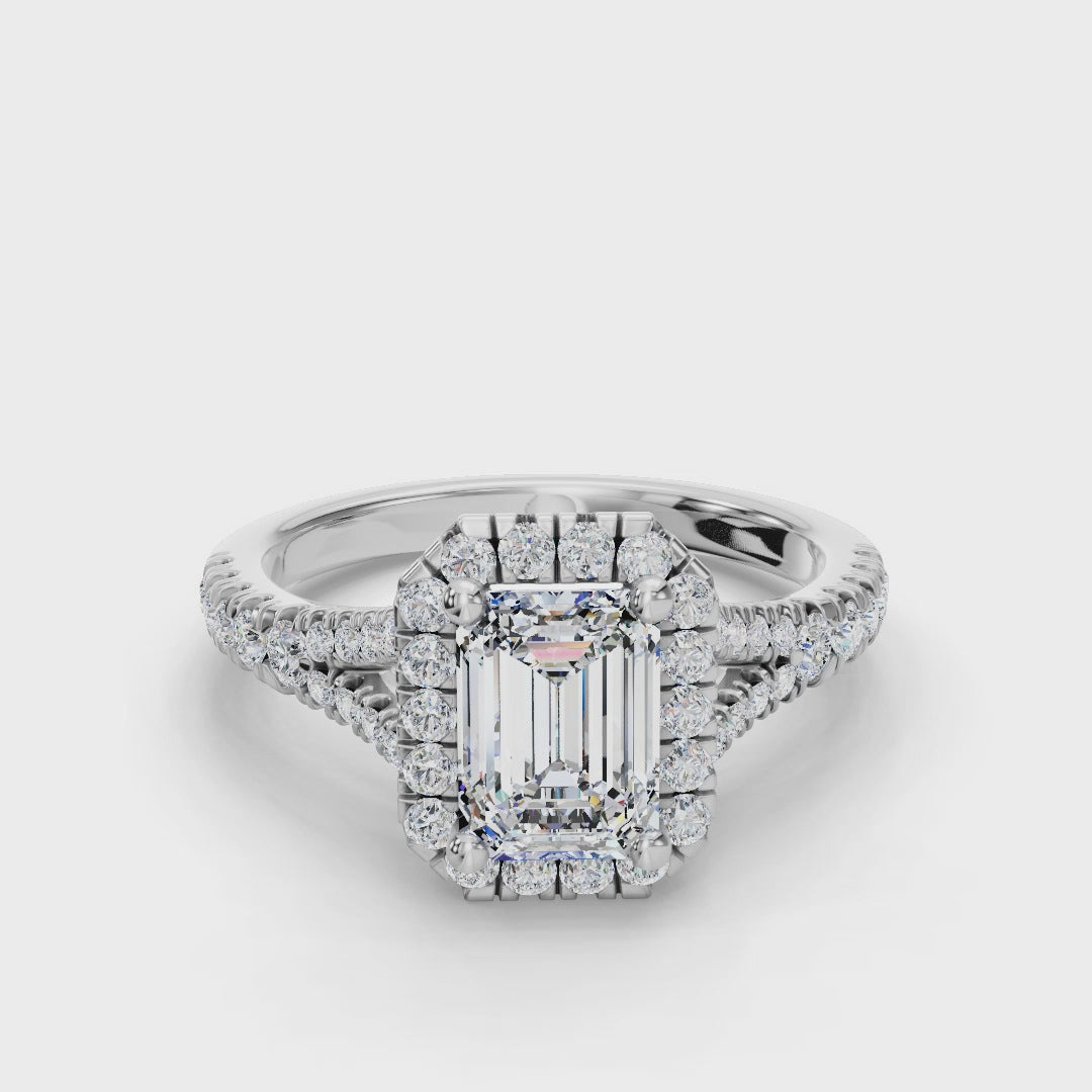 EMERALD CATHEDRAL WITH HALO RING