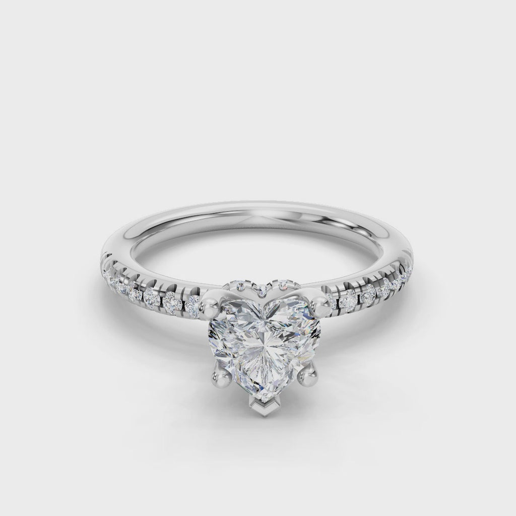 HEART ACCENTED PAVE HIDDEN HALO RING