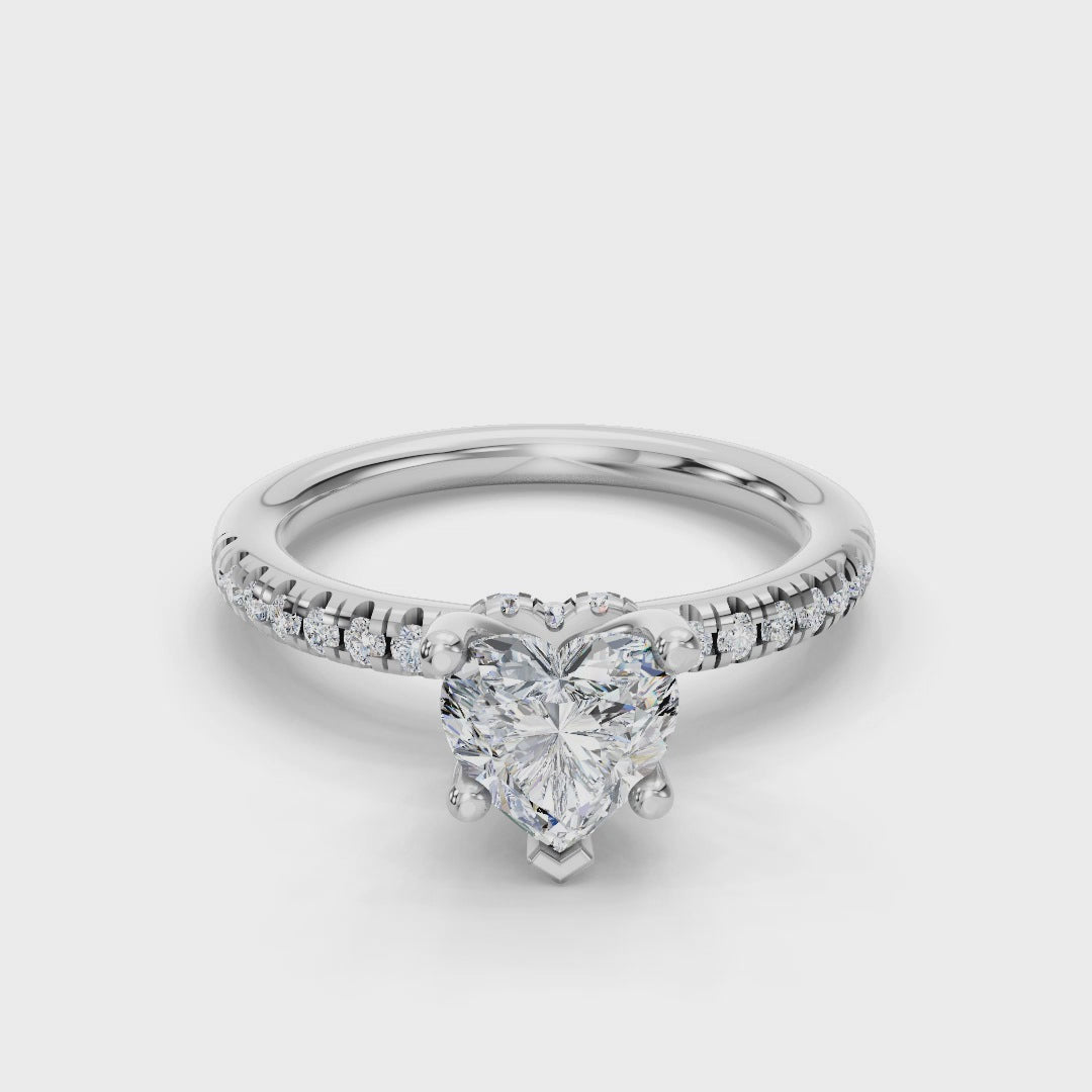 HEART ACCENTED PAVE HIDDEN HALO RING