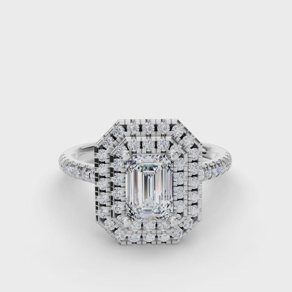 EMERALD HALO WITH PAVE RING