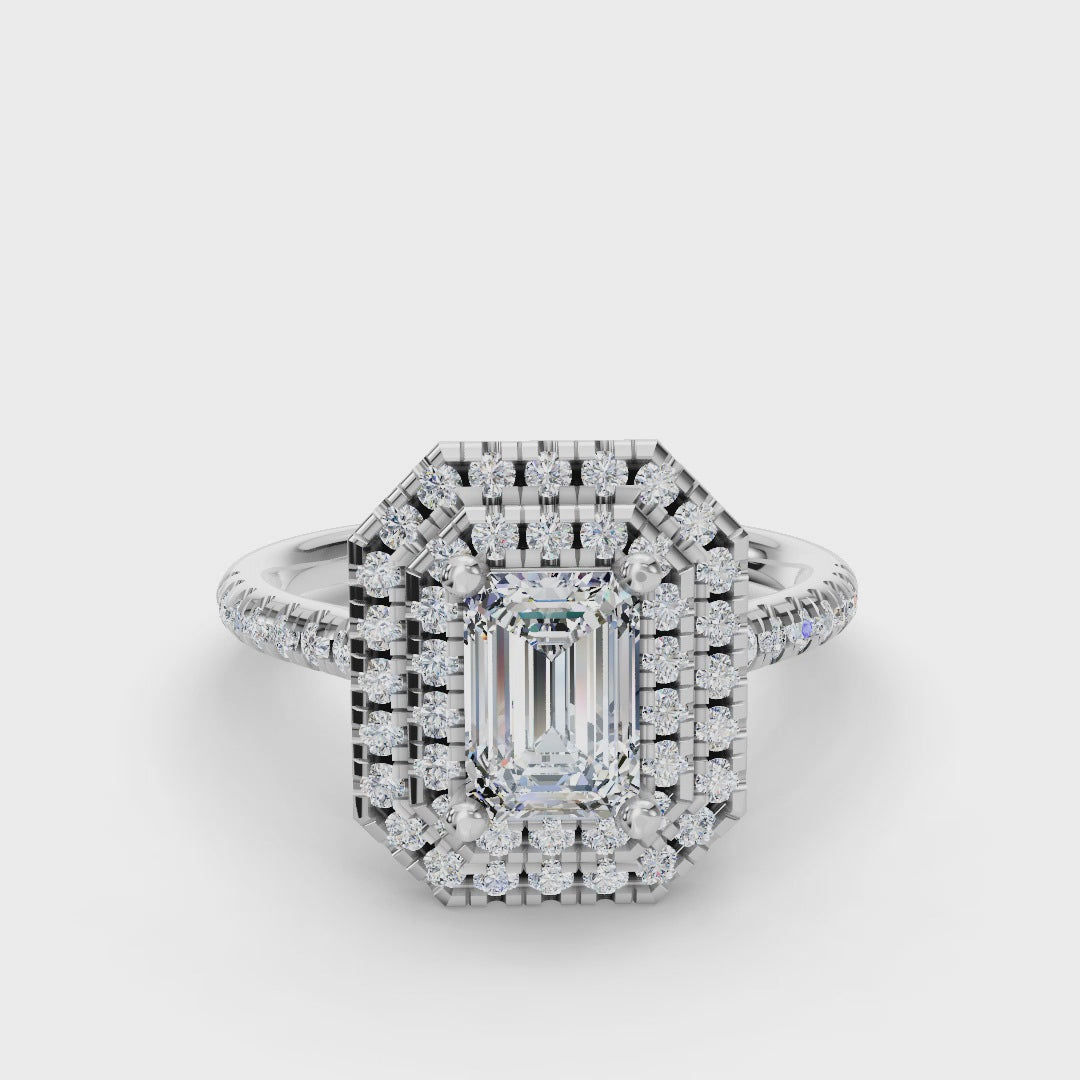 EMERALD HALO WITH PAVE RING