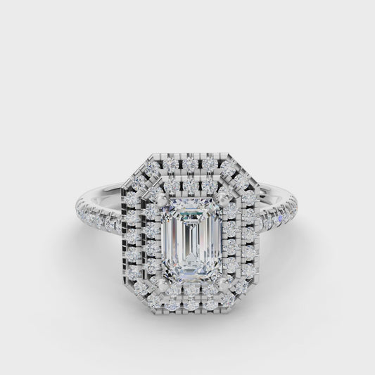 EMERALD HALO WITH PAVE RING