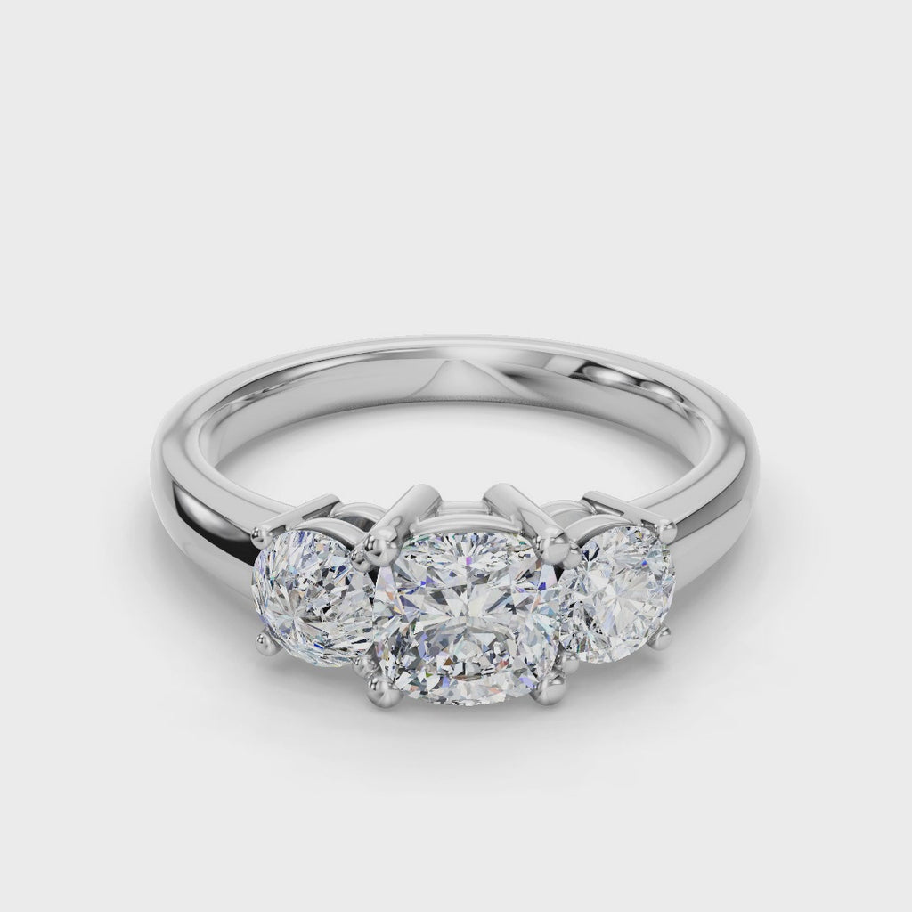 CUSHION 3 STONE RING