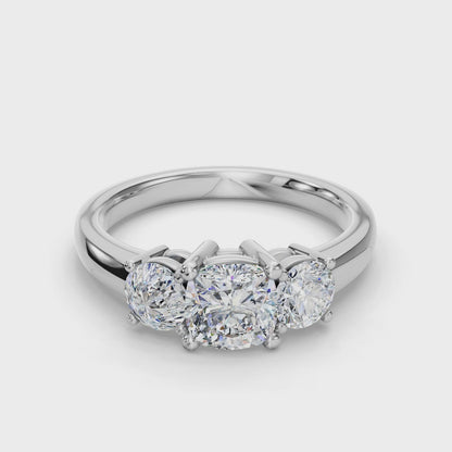 CUSHION 3 STONE RING