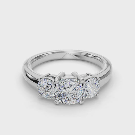 CUSHION 3 STONE RING