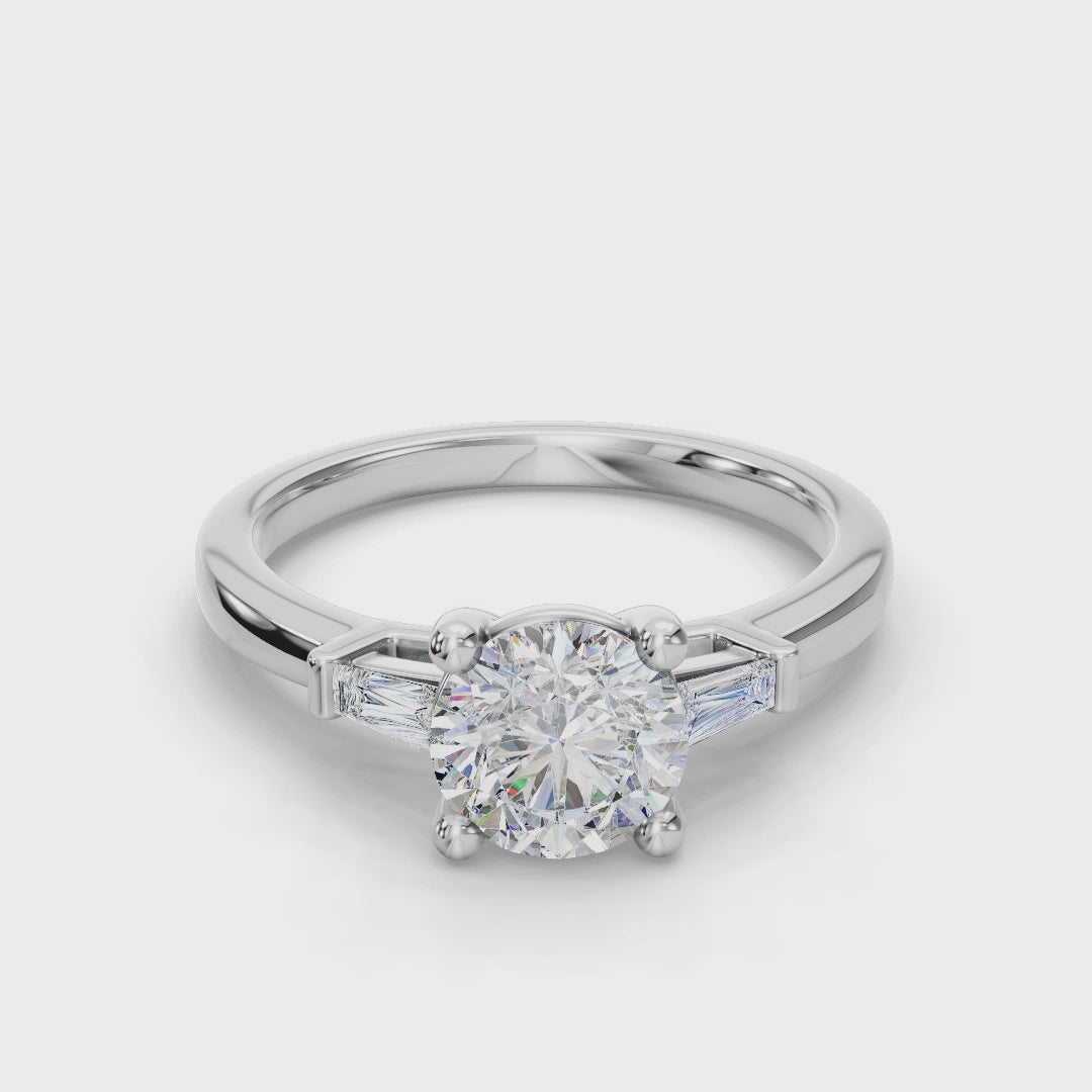 ROUND BAGUETTE THREE STONE RING