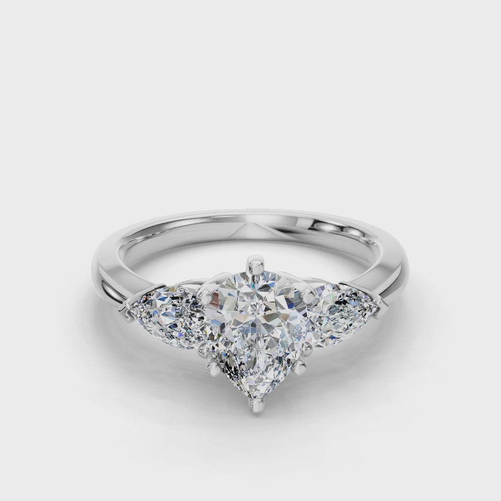 PEAR 3 STONE RING