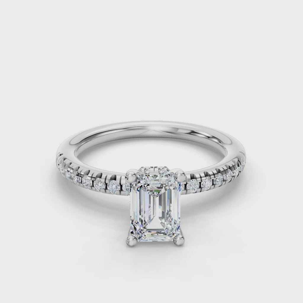 EMERALD ACCENTED PAVE HIDDEN HALO RING