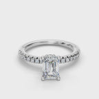 EMERALD ACCENTED PAVE HIDDEN HALO RING
