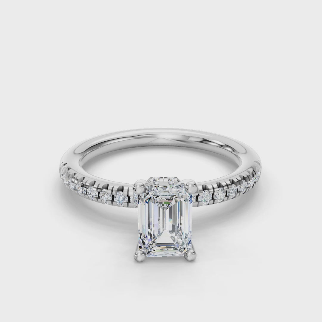 EMERALD ACCENTED PAVE HIDDEN HALO RING