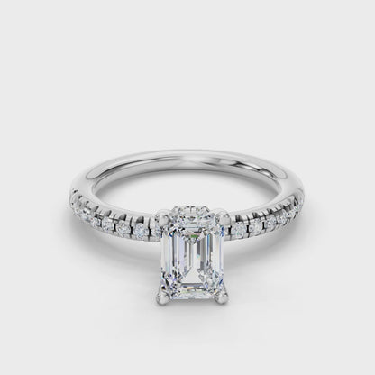 EMERALD ACCENTED PAVE HIDDEN HALO RING