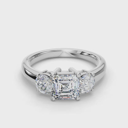 ASSCHER 3 STONE RING