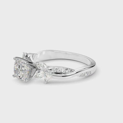 CUSHION FLORAL NATURE INSPIRED CHANNEL RING