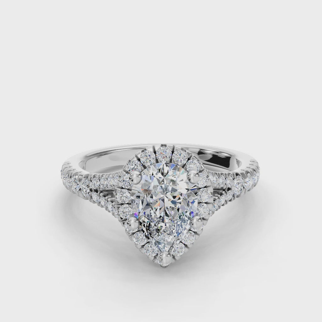 PEAR CATHEDRAL WITH HALO RING